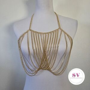 Drape gold body chain